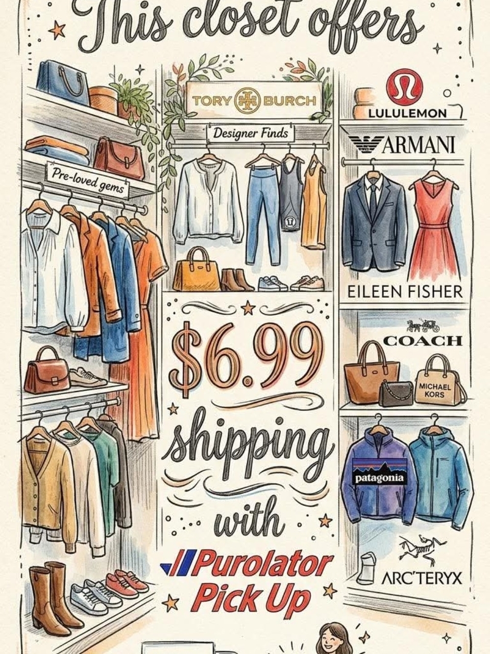 Poshmark Designer Labels Collage Art Print - Neutral Tones